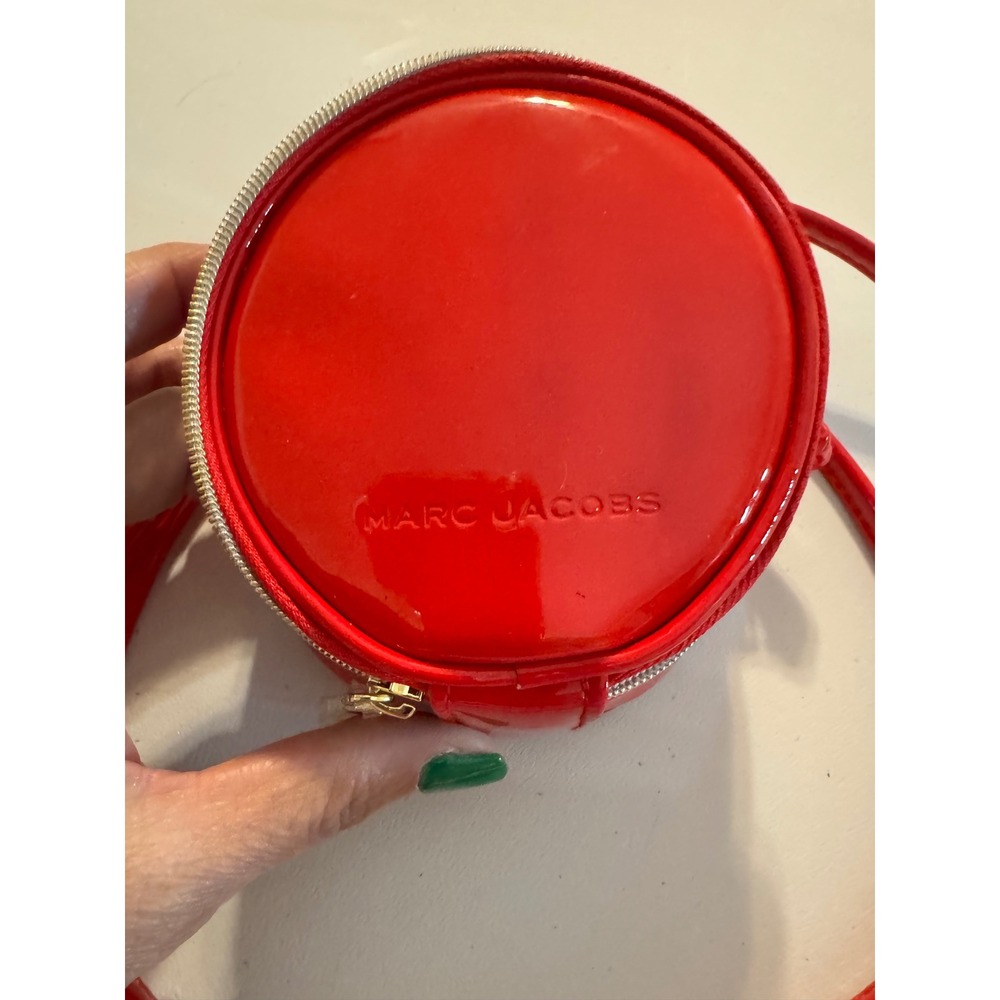 Marc Jacobs Red Patent Leather Round Crossbody Bag Circular Logo Purse NWOT
